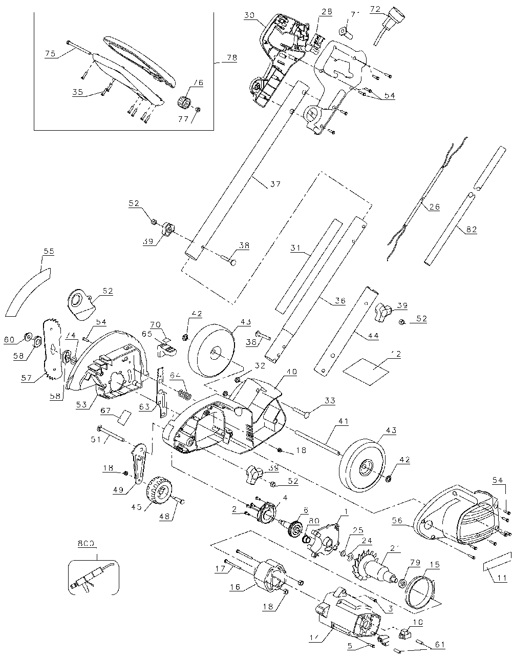 Exploded Diagram A Diagram and Parts List for EH1000LW Type 5 Black and Decker Edger